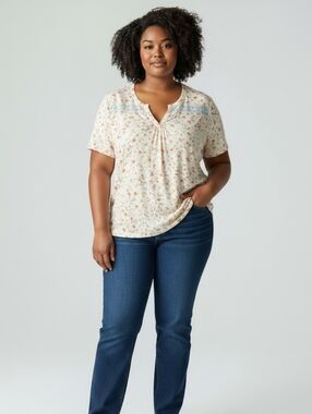 Lucky Brand Floral Peasant Top – Size 1X